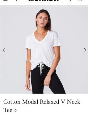 Monrow white v neck t shirt cotton modal size s Preowned